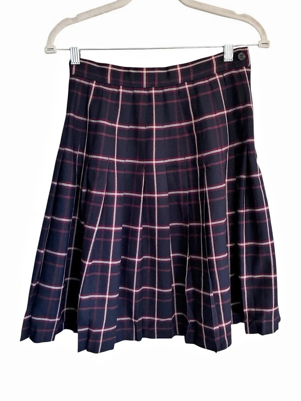 Vintage 90s Plaid Grunge Goth Schoolgirl Academia A-Line Skirt Black Red Sz 6